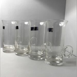 4 Vintage Toscany Irish Coffee Mugs, Spectrum pattern 10 oz Hand blown glass NOS